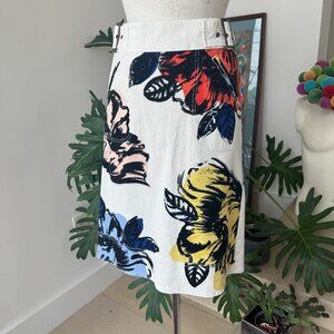 Maeve Skirt Straight Giant Flower Print Back Zip Side Buckles 2